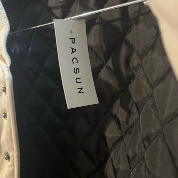 PacSun Black and White Racing Puffer Jacket with Yellow Accents - Picture 8 of 12